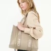 Bolso tote Woody en lino y piel Bolso tote Woody en lino y piel