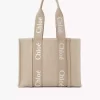 Bolso tote Woody en lino y piel Bolso tote Woody en lino y piel