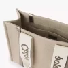 Bolso tote Woody en lino y piel Bolso tote Woody en lino y piel