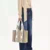 Bolso tote Woody en lino y piel Bolso tote Woody en lino y piel