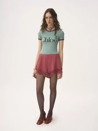 Camiseta ajustada con logotipo en jersey de mezcla de algodón Camiseta ajustada con logotipo en jersey de mezcla de algodón