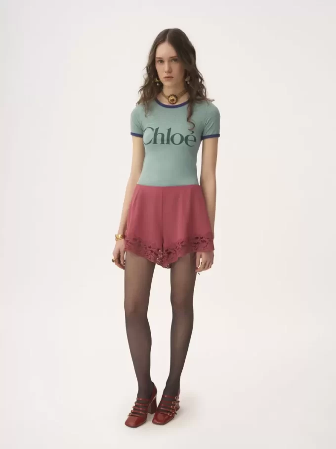 Camiseta ajustada con logotipo en jersey de mezcla de algodón Camiseta ajustada con logotipo en jersey de mezcla de algodón