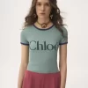 Camiseta ajustada con logotipo en jersey de mezcla de algodón Camiseta ajustada con logotipo en jersey de mezcla de algodón