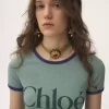 Camiseta ajustada con logotipo en jersey de mezcla de algodón Camiseta ajustada con logotipo en jersey de mezcla de algodón