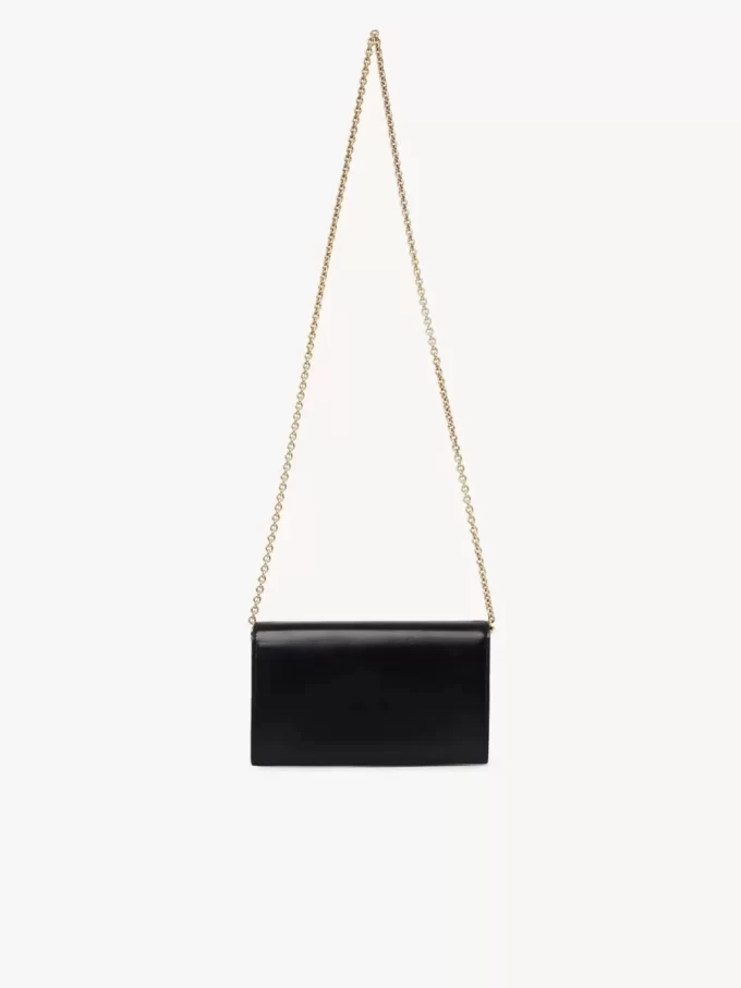 Cartera con solapa y cadena Chloé Iconic en piel brillante Cartera con solapa y cadena Chloé Iconic en piel brillante