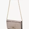 Cartera con solapa y cadena Chloé Iconic en piel metalizada Cartera con solapa y cadena Chloé Iconic en piel metalizada