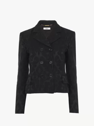 Chaqueta entallada cruzada en jacquard de mezcla de lana Chaqueta entallada cruzada en jacquard de mezcla de lana