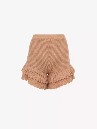 Mini shorts con volantes en punto de crochet Mini shorts con volantes en punto de crochet