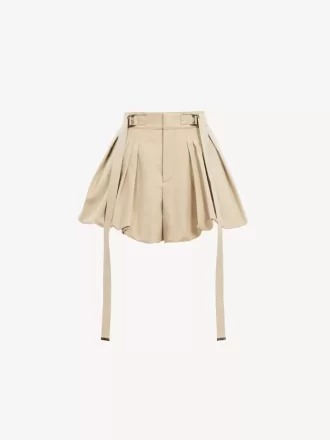 Mini shorts globo en gabardina de algodón Mini shorts globo en gabardina de algodón
