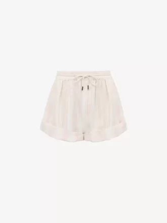Pantalones cortos con cordón y dobladillo en algodón Pantalones cortos con cordón y dobladillo en algodón