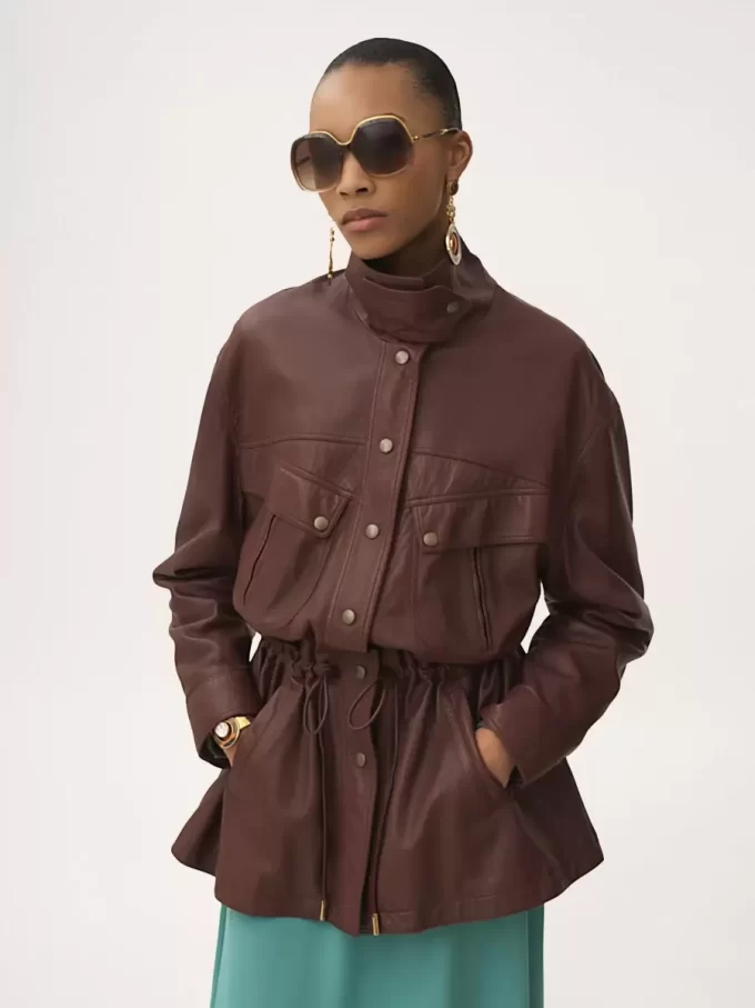 Parka de cuello alto en piel Parka de cuello alto en piel