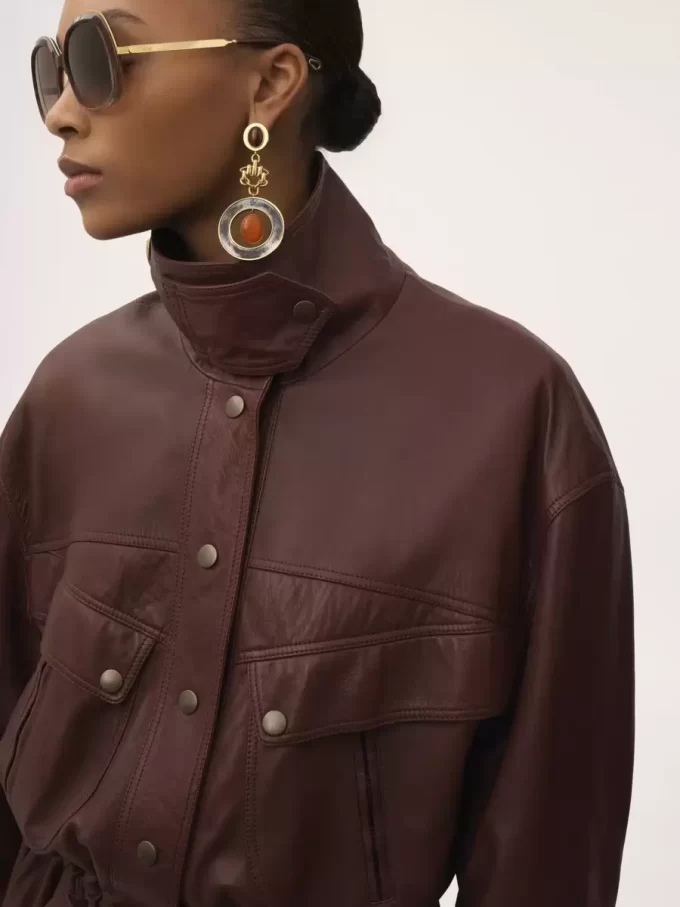 Parka de cuello alto en piel Parka de cuello alto en piel