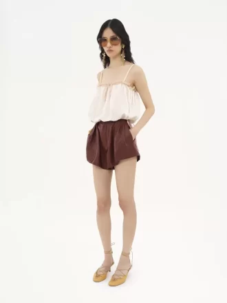 Shorts de tiro alto en piel Shorts de tiro alto en piel
