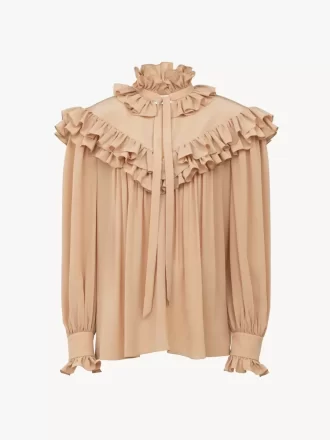 Top oversize con volantes en crepé de China Top oversize con volantes en crepé de China