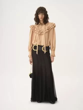 Top oversize con volantes en crepé de China Top oversize con volantes en crepé de China
